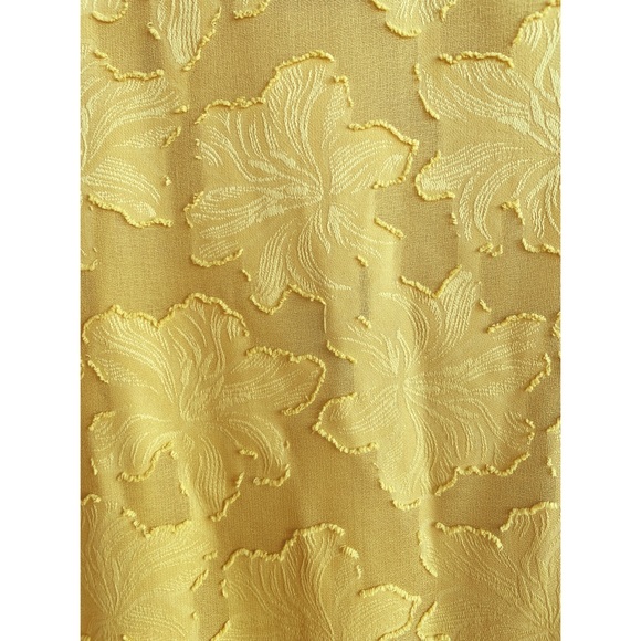 ORANGE CREEK Mustard Yelllw Textured Floral Chiffon Ruffle V Neck Midi Dress M - Picture 5 of 9